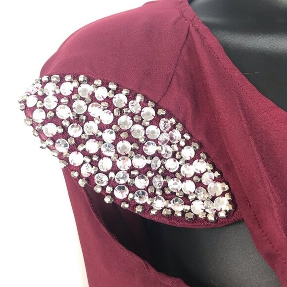 Charlotte Russe High Low Burgundy Beaded Top - Picture 4 of 4